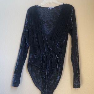 Forever 21 Black floral velvet bodysuit